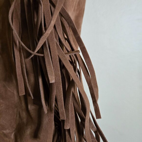 Forever 21 Brown Faux Suede Fringe Hobo Tote Shoulder Bag - Picture 5 of 9